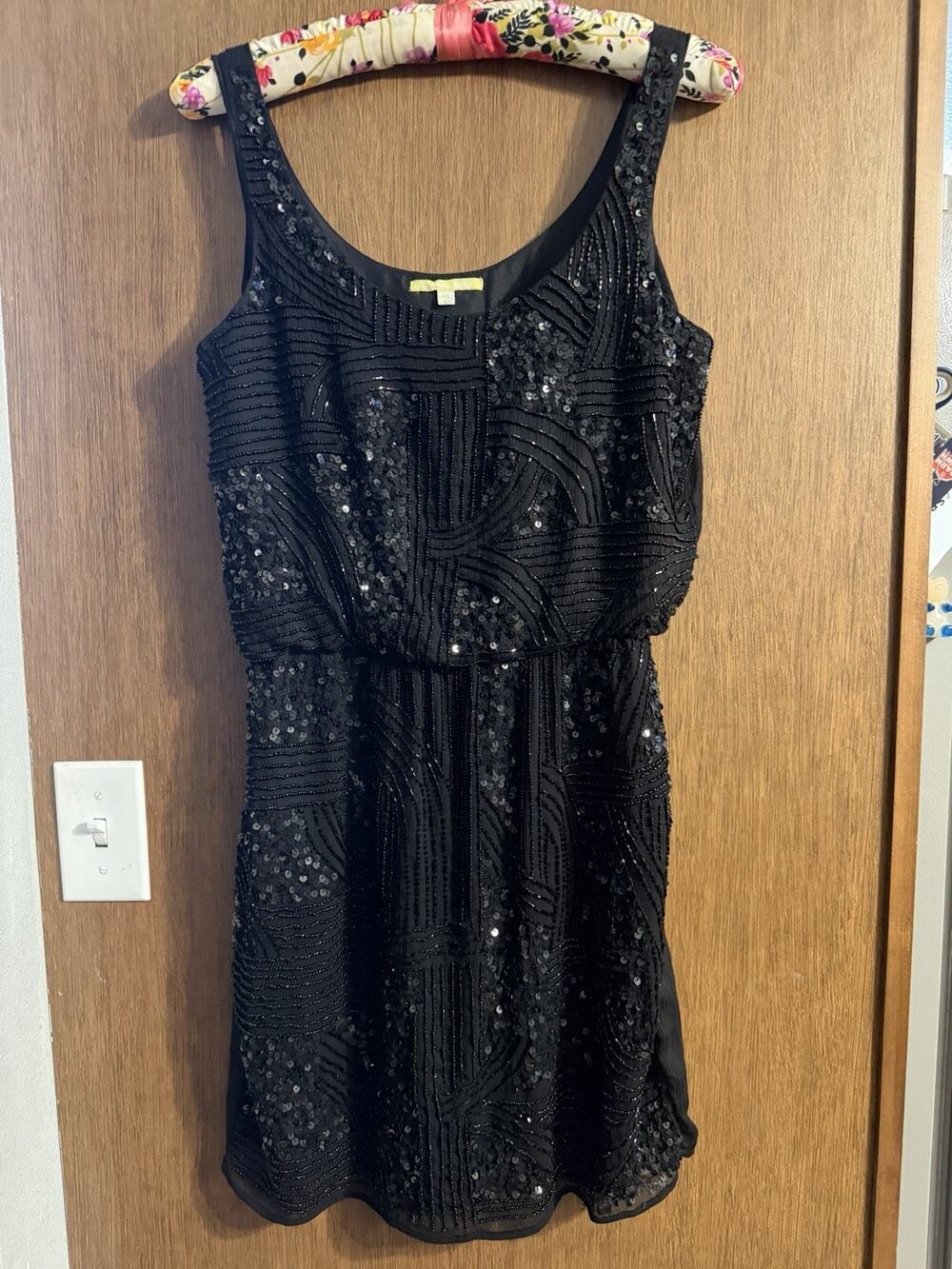 Gianni Bini sz XS beaded little black dress night out date night NYE GLAM HOCO